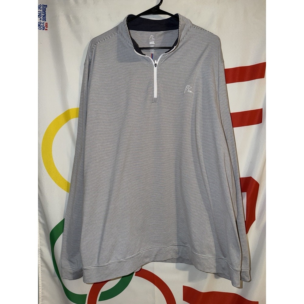 Rhoback 1/4 Zip Pullover Sweatshirt Mens 3XL Golf Casual Stretch Gray Striped